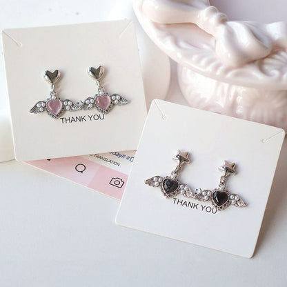 Gemstone / Clip-On Heart Earring Drop