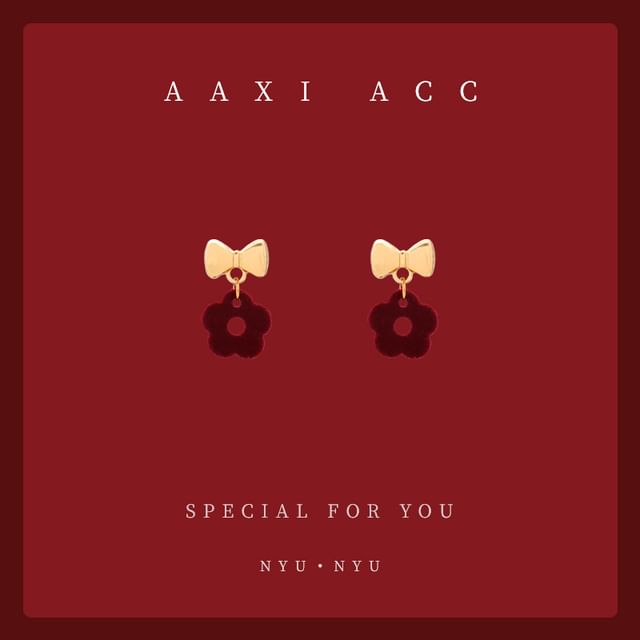 Floral / Earring Clip-On Bow Drop