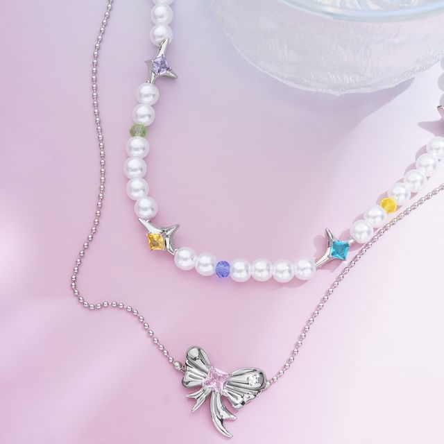 Necklace Ribbon Layered