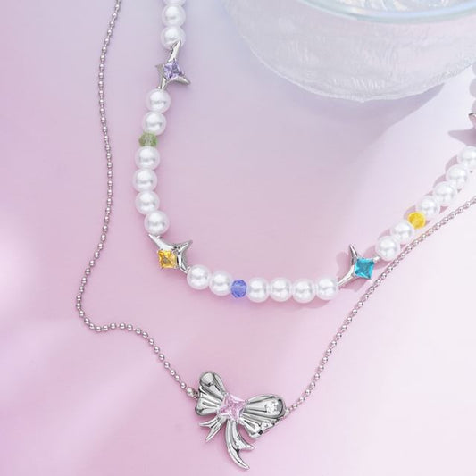 Necklace Ribbon Layered