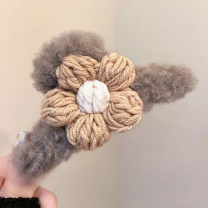 Chenille Clip Floral Hair Claw Yarn