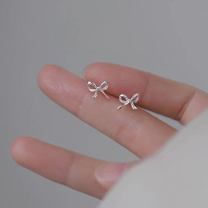 Stud Earring Sterling Silver Bow 925