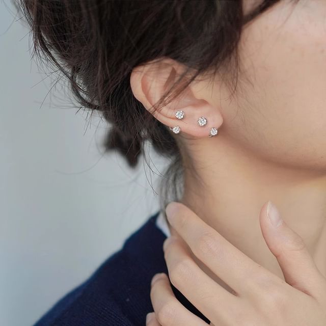 Rhinestone Earring Huggie Open