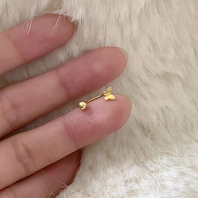 Earring Butterfly 925 Silver Barbell Sterling