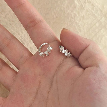 Earring Huggie Silver 925 Floral Sterling