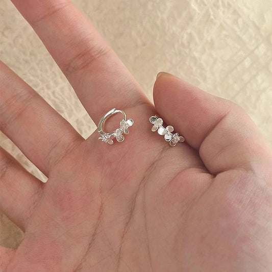 Earring Huggie Silver 925 Floral Sterling