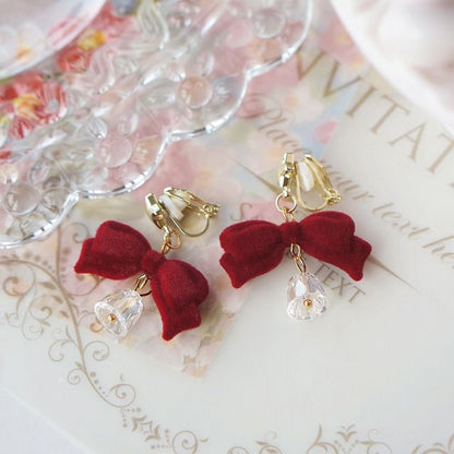 Dangle Flocking Bow Earring Alloy Bell