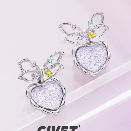 Earring Drop Heart Alloy Bow