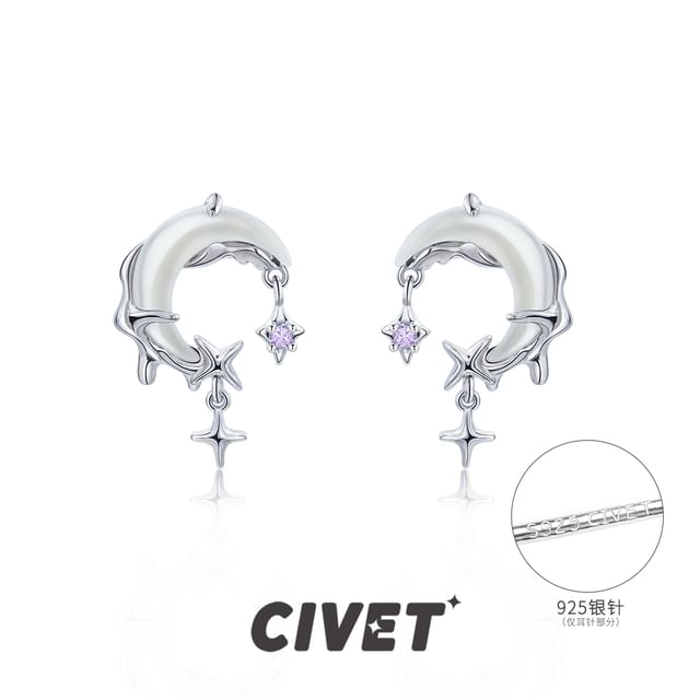 Moon / Alloy Cuff Rhinestone Star Ear Drop Earring