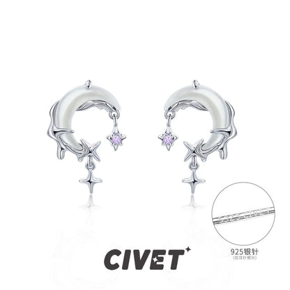 Moon / Alloy Cuff Rhinestone Star Ear Drop Earring