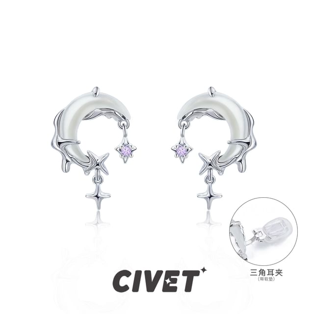 Moon / Alloy Cuff Rhinestone Star Ear Drop Earring