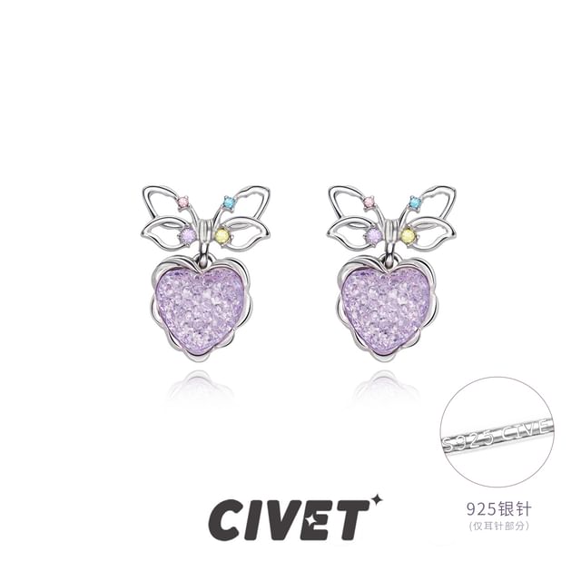 Earring Drop Heart Alloy Bow