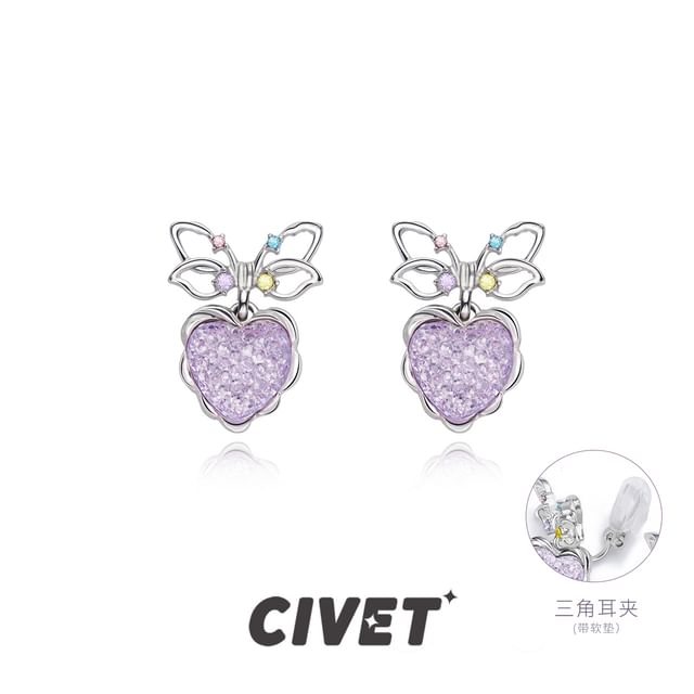 Earring Drop Heart Alloy Bow