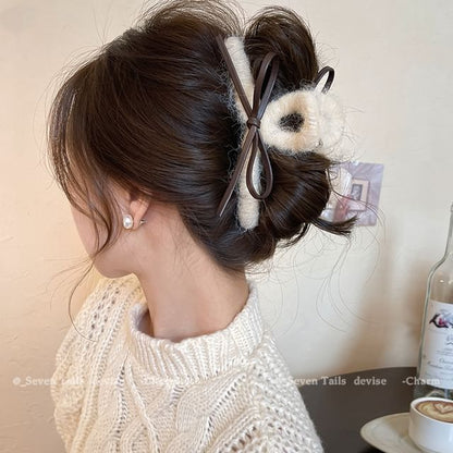 Bow Leather Claw Hair Faux