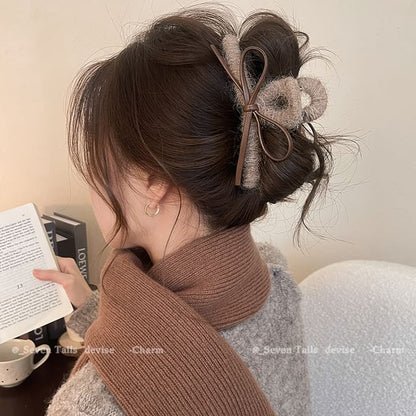 Bow Leather Claw Hair Faux