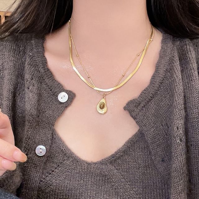 Necklace Snakebone / Pendant Set Stone