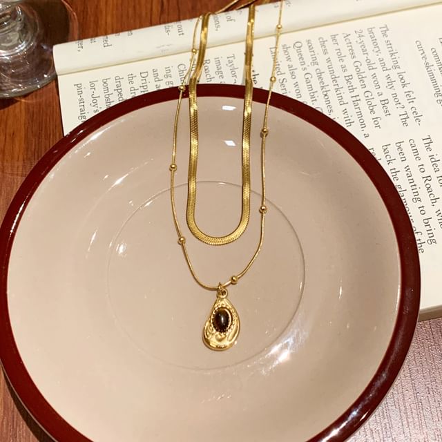 Necklace Snakebone / Pendant Set Stone