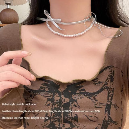 Heart / Set Necklace Braded Layered