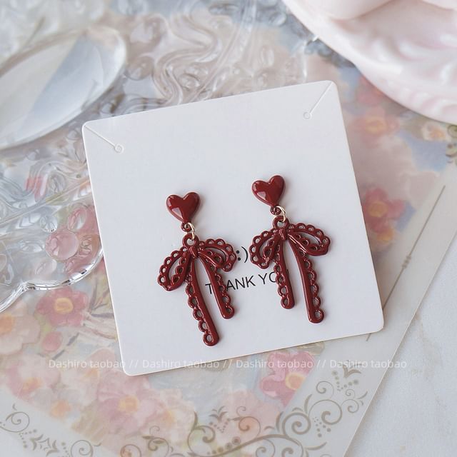 Drop Stud Earring Ear / Bow Plain Clip-On