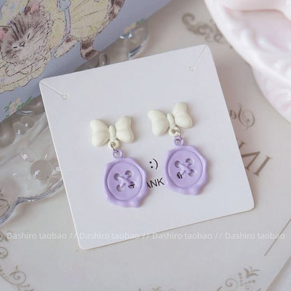 Clip-On Button Earring / Bow Drop