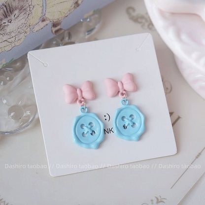 Clip-On Button Earring / Bow Drop