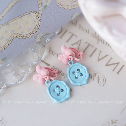 Clip-On Button Earring / Bow Drop