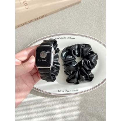 Shirred Leather Apple Watch Band Faux