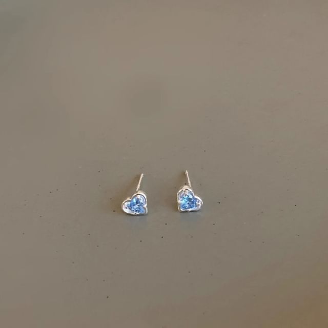 Heart Stud Earring Alloy Rhinestone