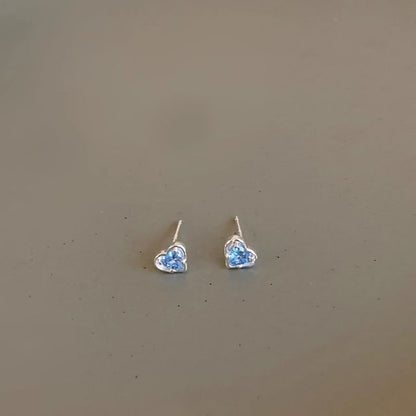Heart Stud Earring Alloy Rhinestone