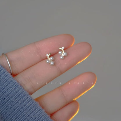 Earring Silver S925 Pearl Stud Sterling Faux