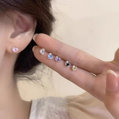 Heart Stud Earring Alloy Rhinestone