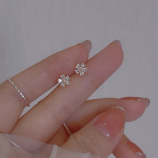 Earring Floral Alloy Rhinestone Stud