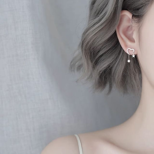 Star Earring Alloy Heart Drop