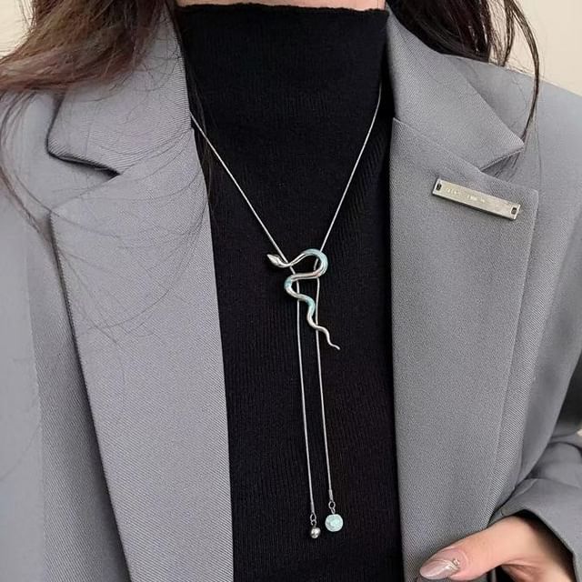 Lariat Alloy Snake Necklace Pendant