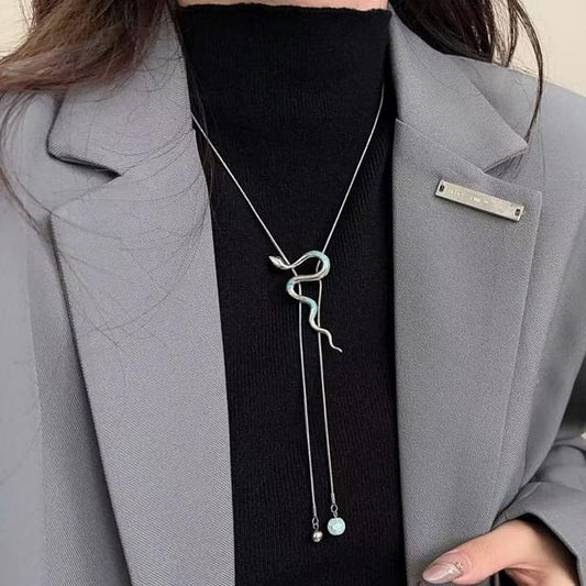 Lariat Alloy Snake Necklace Pendant