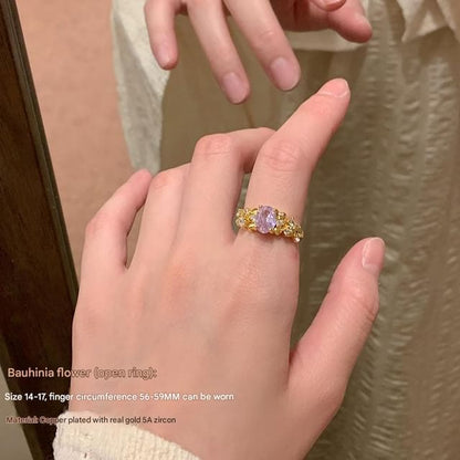 Rhinestone Ring / Set Brushed Open Alloy