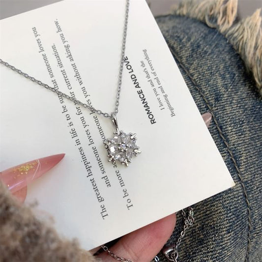 Rhinestone Snowflake Pendant Necklace