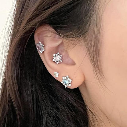 Rhinestone Snowflake Stud Earring