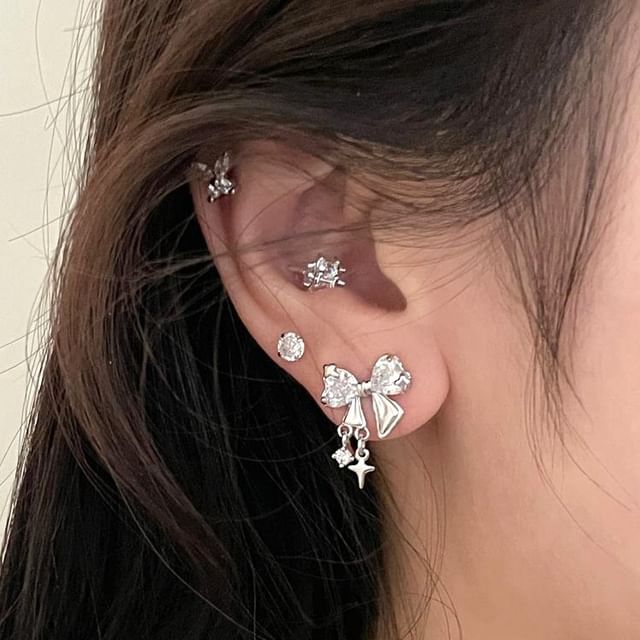Rhinestone of 4: Set Stud Earring