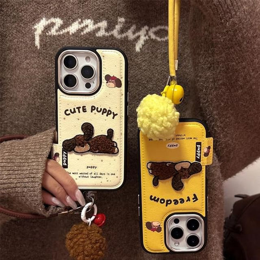 Dog Embroidered / Strap Set Case Phone