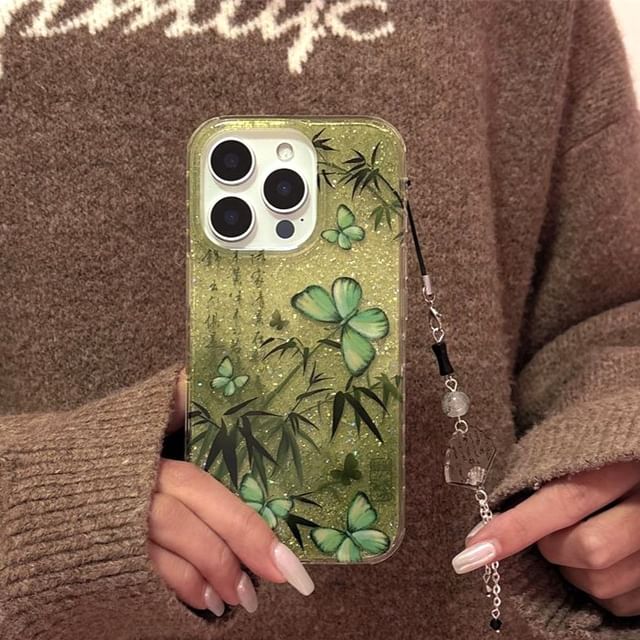 Charm / Set Bamboo Phone Case Butterfly