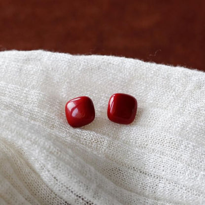 Earring Silver 925 Sterling Stud Square