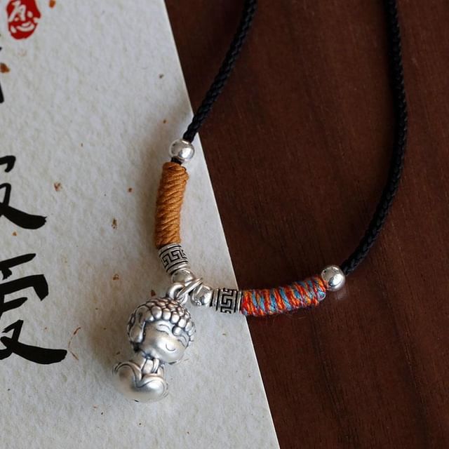 925 Buddha Pendant Necklace Silver Sterling