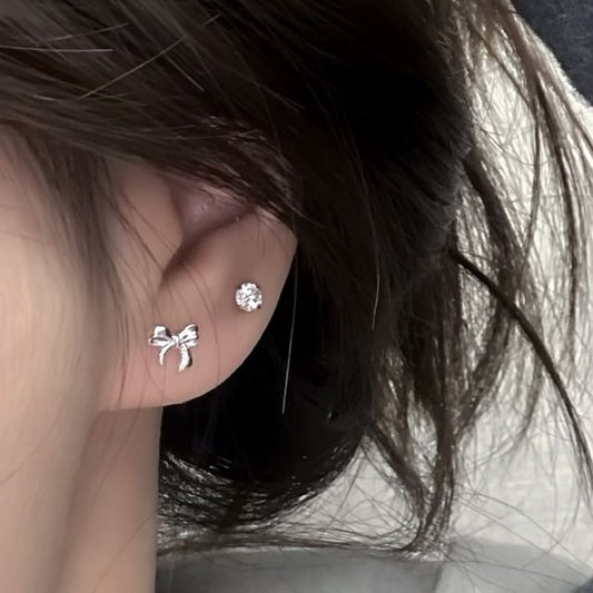 Bowknot 925 Sterling Stud Earring Silver