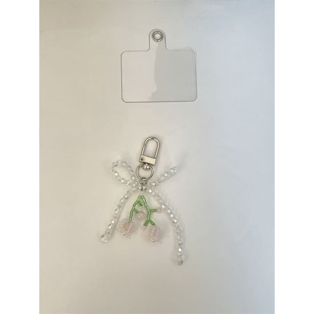 Beaded Bow Flower Phone Charm