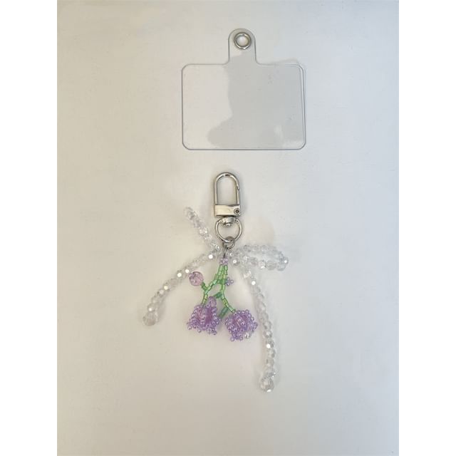 Beaded Bow Flower Phone Charm