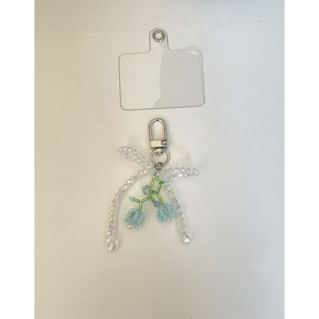 Beaded Bow Flower Phone Charm