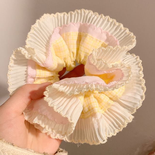 Panel Scrunchie Pleated Plaid