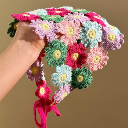 Scarf Floral Knit Head Triangle