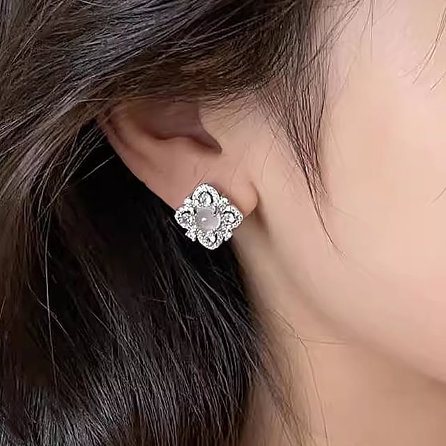 Leaf Rhinestone Earring Stud
